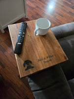 Arm Sofa Table with Pocket, great gift idea. Sit your Coffee, Phone, Snacks, Remote. Free Engraving.