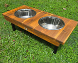Elevated Large Dog Feeding Station with 2 x Stainless Steel Dishes Flat Pack.