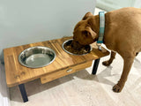 Elevated Large Dog Feeding Station with 2 x Stainless Steel Dishes Flat Pack.