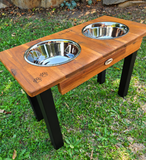 Elevated Tall Large Double Dog Feeding Station with Stainless Steel Dishes with 40cm Legss Flat Pack