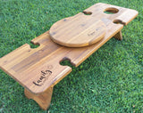 Foldable Wine Picnic Table with Lazy Susan