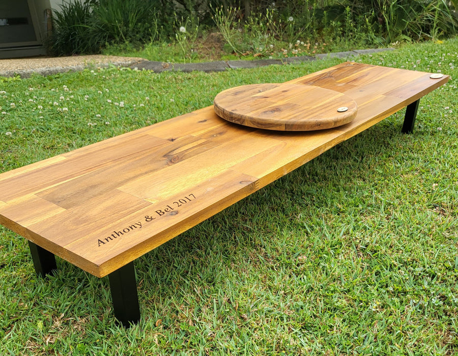 Grazing Board 120cm x 30cm with Legs & 28cm Lazy Susan Flat Pack