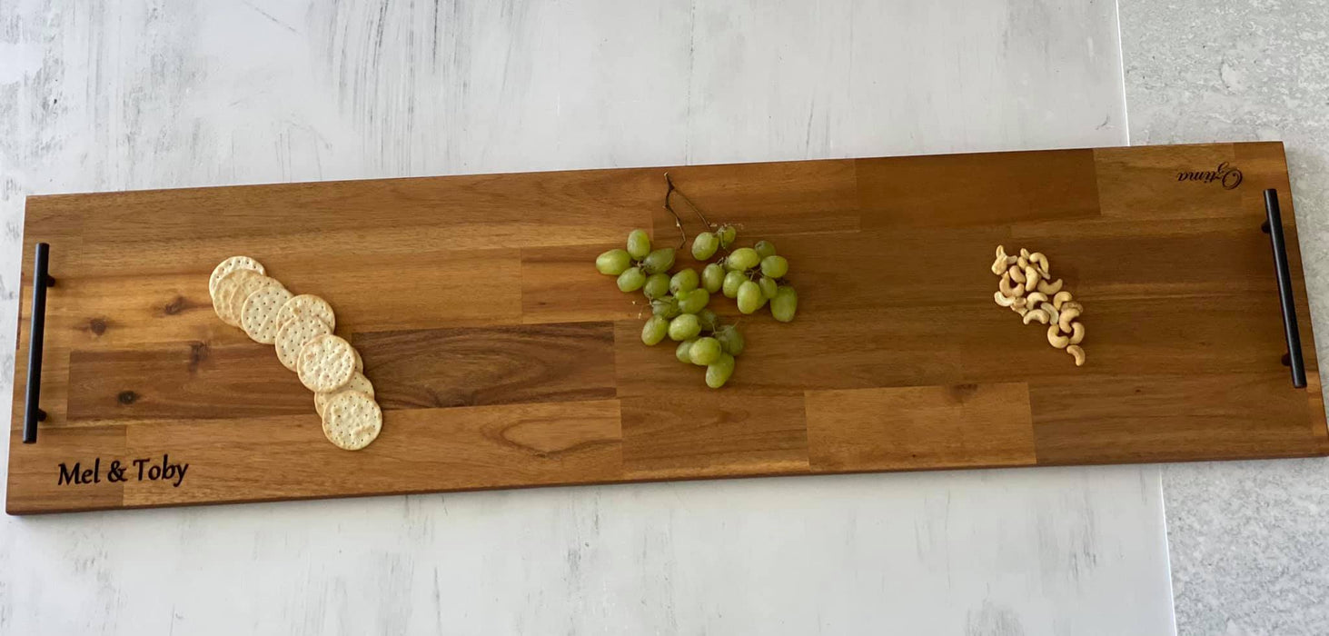 Grazing Board / Cheese Platter with Black Handles 120cm x 30cm