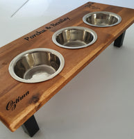 Elevated Triple Cat Feeding Station with 3 x Stainless Steel Bowls