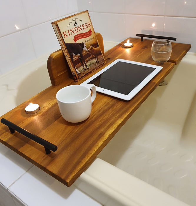Bath Caddy with Wine Glass Holder & Tablet, Book, or Phone Holder 80cm x 30cm