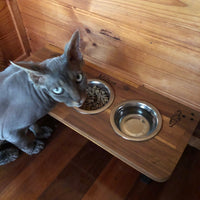 Elevated Triple Cat Feeding Station with 3 x Stainless Steel Bowls