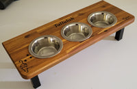 Elevated Triple Cat Feeding Station with 3 x Stainless Steel Bowls