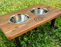 Elevated Small Dog Feeding Station with 2 Stainless Steel Bowls Flat Pack