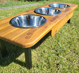 Elevated Triple Large Dog Feeding Station with Stainless Steel Dishes 90cm x 30cm Flat Pack