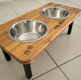 Elevated Large Dog Feeding Station with 2 x Stainless Steel Dishes Flat Pack.