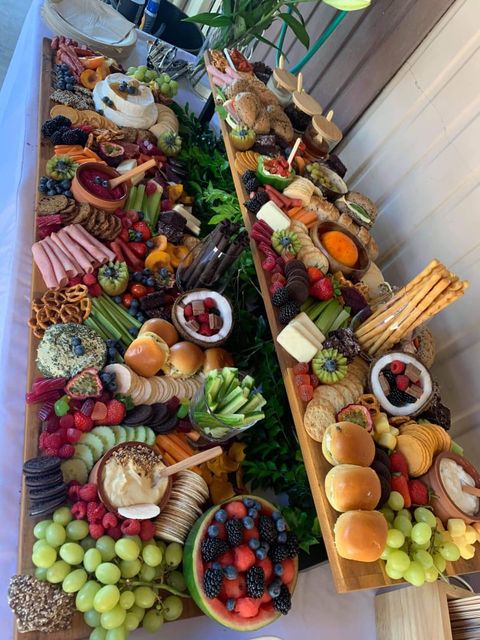 Grazing Boards / Cheese Platter 2 Tier One with Legs One with Black Handles 120cm x 30cm
