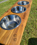 Elevated Triple Large Dog Feeding Station with Stainless Steel Dishes 90cm x 30cm Flat Pack