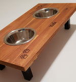 Elevated Small Dog Feeding Station with 2 Stainless Steel Bowls Flat Pack