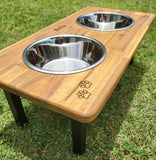 Elevated Large Dog Feeding Station with 2 x Stainless Steel Dishes Flat Pack.