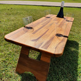 Foldable Wine Picnic Table / Camping Table Holds 4 x Wine Glasses & Wine Bottle