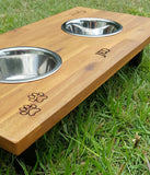 Elevated Small Dog Feeding Station with 2 Stainless Steel Bowls Flat Pack