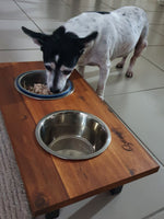 Elevated Small Dog Feeding Station with 2 Stainless Steel Bowls Flat Pack